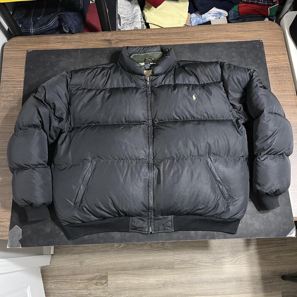 Polo Ralph Lauren Down Puffer Jacket Vintage Nuptse 90s Men Black Bomber Outdoor